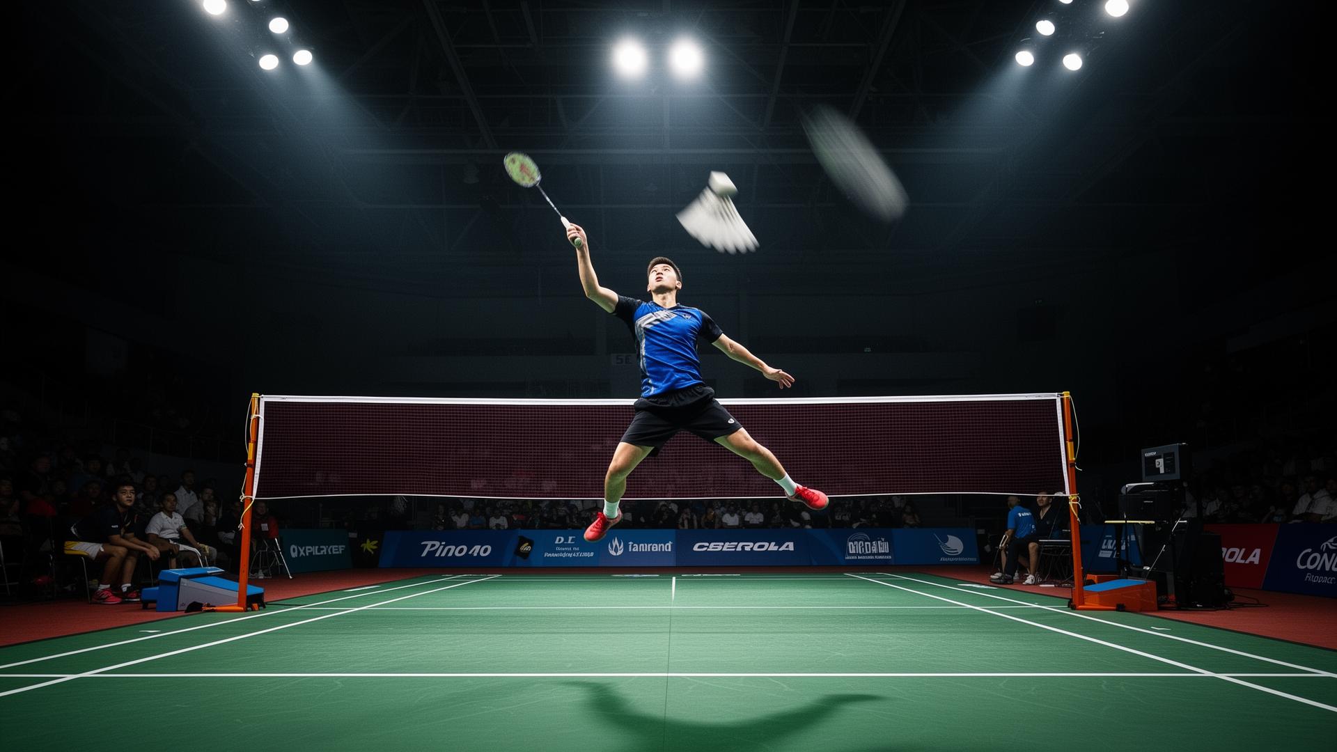 Badminton player smash