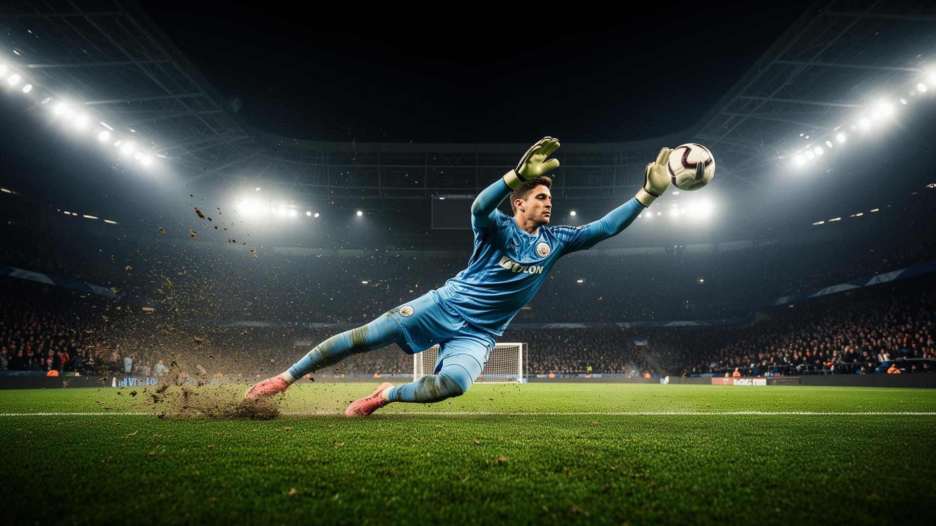 Football goalkeeper dive